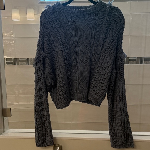 525 America Sweaters - 525 Brand Gray/Blue Cable Knit Sweater Size M NWT